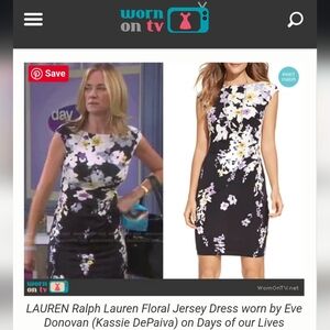Lauren Ralph Lauren Moody Floral Fitted Ruched Classic Sheath Y2K Party Dress